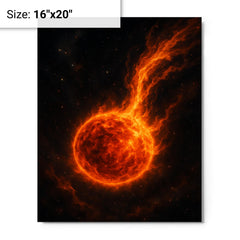 Betelgeuse shedding fire into deep space metal print on a plain backdrop in size 16"x20".
