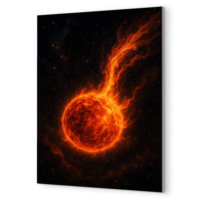 Betelgeuse shedding fire into deep space metal print mockup