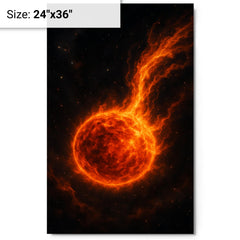 Betelgeuse shedding fire into deep space metal print on a plain backdrop in size 24"x36".