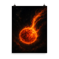 Betelgeuse shedding fire into deep space poster on a plain backdrop in size 8"x10".