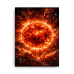 Betelgeuse swelling before supernova red enormity canvas print on a plain backdrop in size 18"x24".