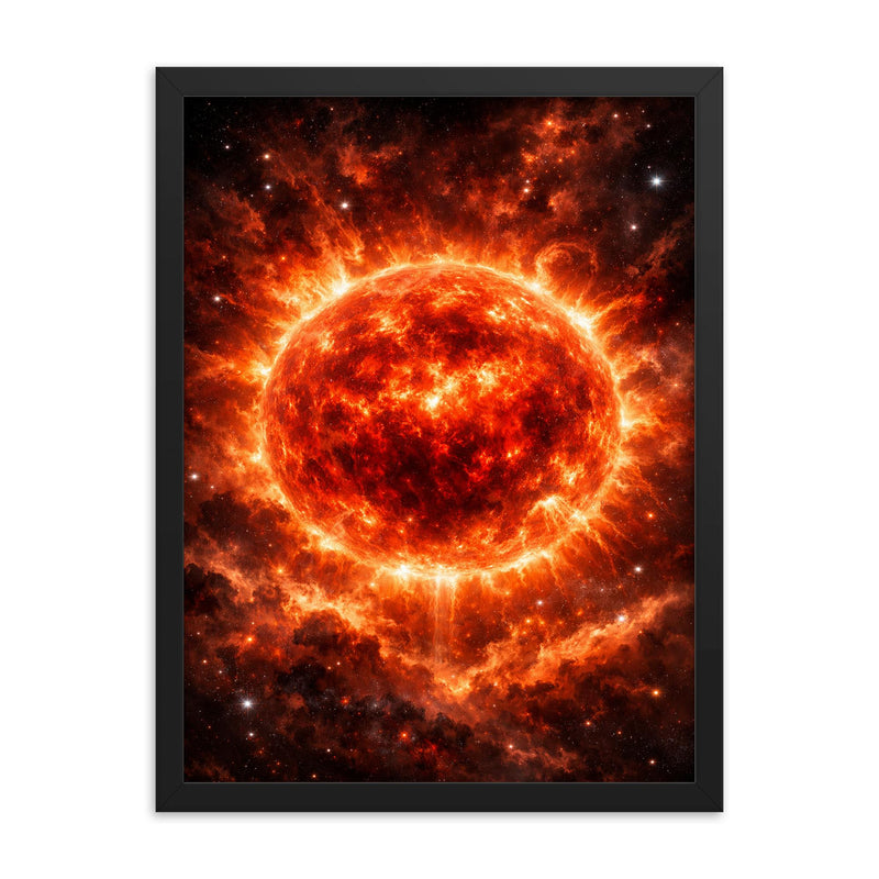 Betelgeuse swelling before supernova red enormity framed print on a plain backdrop in size 18