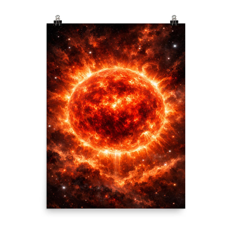 Betelgeuse swelling before supernova red enormity poster on a plain backdrop in size 8