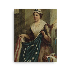 Betsy Ross canvas print on a plain backdrop in size 16"x20".