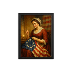 Betsy Ross framed print on a plain backdrop in size 12"x16".