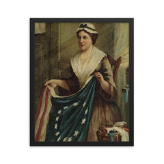 Betsy Ross framed print on a plain backdrop in size 16"x20".