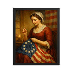 Betsy Ross framed print on a plain backdrop in size 16"x20".