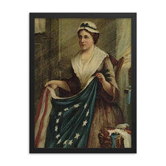 Betsy Ross framed print on a plain backdrop in size 18"x24".