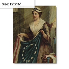 Betsy Ross metal print on a plain backdrop in size 12"x16".