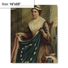 Betsy Ross metal print on a plain backdrop in size 16"x20".