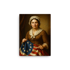Betsy Ross portrait canvas print on a plain backdrop in size 12"x16".