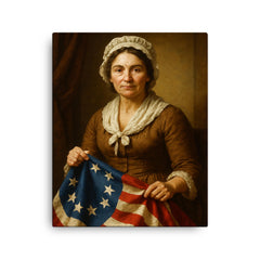 Betsy Ross portrait canvas print on a plain backdrop in size 16"x20".
