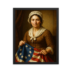 Betsy Ross portrait framed print on a plain backdrop in size 16"x20".