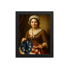 Betsy Ross portrait framed print on a plain backdrop in size 8"x10".