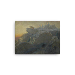 Beyond Man's Footsteps by Briton Riviere canvas print on a plain backdrop in size 12"x16".