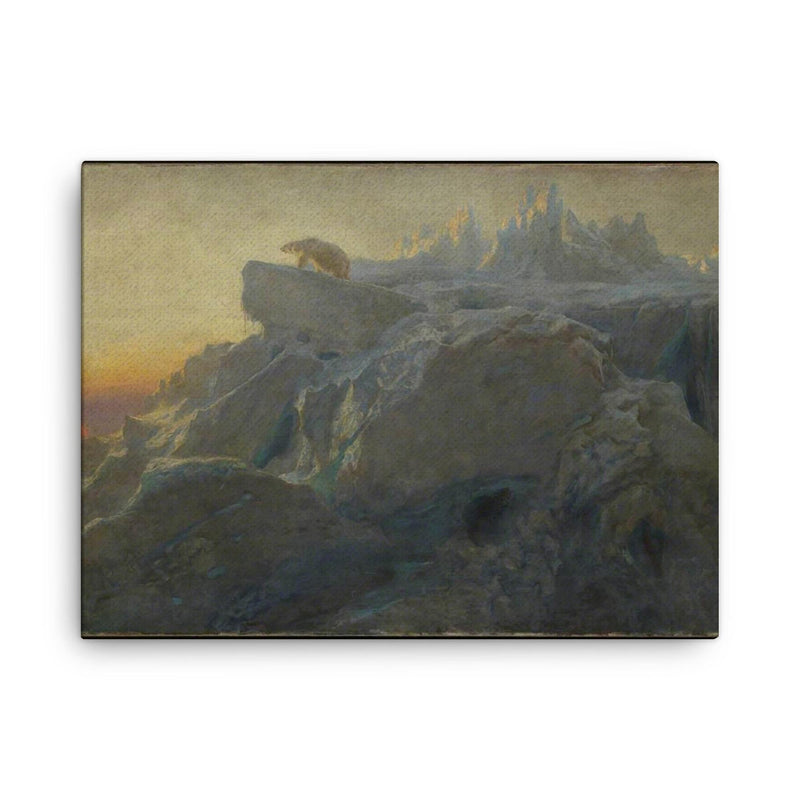 Beyond Man's Footsteps by Briton Riviere canvas print on a plain backdrop in size 18