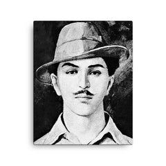 Bhagat Singh canvas print on a plain backdrop in size 16"x20".