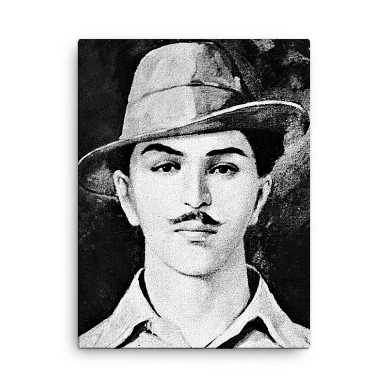 Bhagat Singh canvas print on a plain backdrop in size 18