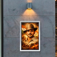 Bhagat Singh in iconic hat and gaze poster 2