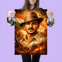 Bhagat Singh in iconic hat and gaze poster 3
