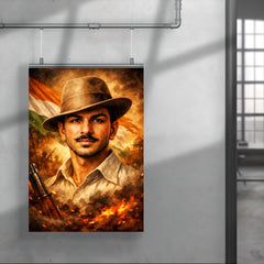 Bhagat Singh in iconic hat and gaze poster 4