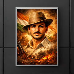 Bhagat Singh in iconic hat and gaze poster 5