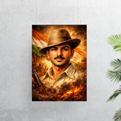 Bhagat Singh in iconic hat and gaze poster 7