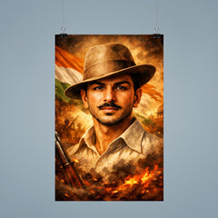 Bhagat Singh in iconic hat and gaze poster 9