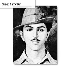 Bhagat Singh metal print on a plain backdrop in size 12"x16".