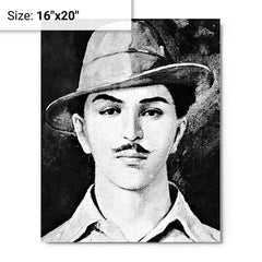 Bhagat Singh metal print on a plain backdrop in size 16"x20".
