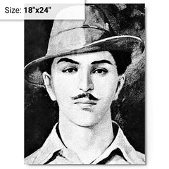 Bhagat Singh metal print on a plain backdrop in size 18"x24".
