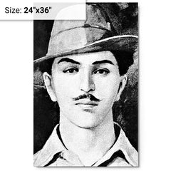 Bhagat Singh metal print on a plain backdrop in size 24"x36".