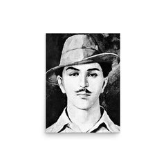 Bhagat Singh poster on a plain backdrop in size 12"x16".