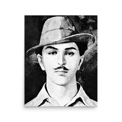 Bhagat Singh poster on a plain backdrop in size 16"x20".