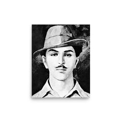 Bhagat Singh poster on a plain backdrop in size 8"x10".