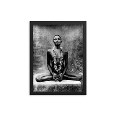 Bhagawan Nityananda framed print on a plain backdrop in size 12"x16".