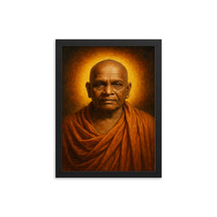 Bhagawan Nityananda framed print on a plain backdrop in size 12"x16".