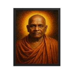 Bhagawan Nityananda framed print on a plain backdrop in size 16"x20".