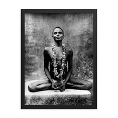 Bhagawan Nityananda framed print on a plain backdrop in size 18"x24".