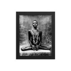 Bhagawan Nityananda framed print on a plain backdrop in size 8"x10".