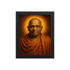 Bhagawan Nityananda framed print on a plain backdrop in size 8"x10".