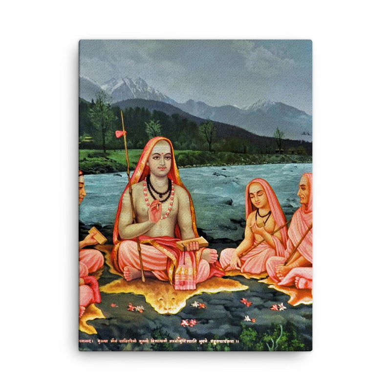 Bhagwan Adi Shankracharya canvas print on a plain backdrop in size 18