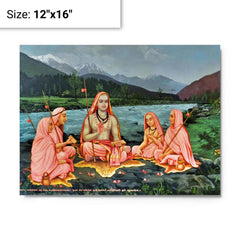 Bhagwan Adi Shankracharya metal print on a plain backdrop in size 12"x16".