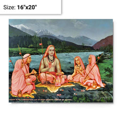 Bhagwan Adi Shankracharya metal print on a plain backdrop in size 16"x20".