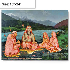 Bhagwan Adi Shankracharya metal print on a plain backdrop in size 18"x24".