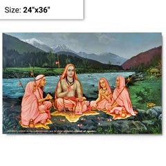 Bhagwan Adi Shankracharya metal print on a plain backdrop in size 24"x36".