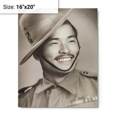 Bhanbhagta Gurung metal print on a plain backdrop in size 16"x20".