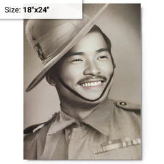 Bhanbhagta Gurung metal print on a plain backdrop in size 18"x24".