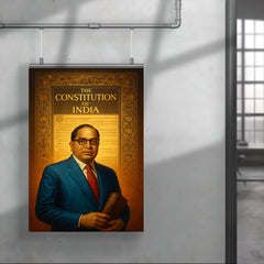 Bhimrao Ambedkar beneath the Indian Constitution draft poster 4