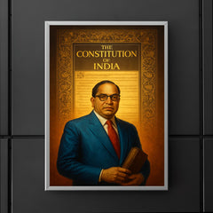 Bhimrao Ambedkar beneath the Indian Constitution draft poster 5